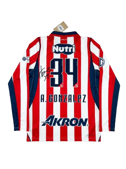 ARMANDO ¨HORMIGA¨ GONZALEZ  FIRMA CHIVAS MANGA LARGA VERSION JUGADOR 26/27